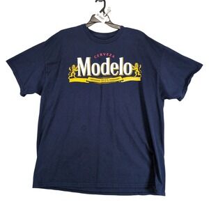 Cerveza Modelo Beer Logo Navy T-Shirt Mens 2XL Mexican Brewery Bar Streetwear